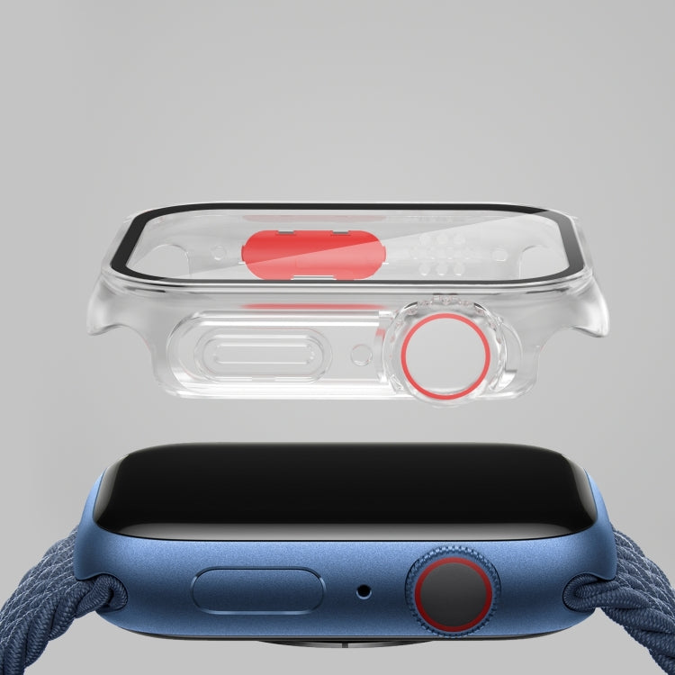For Apple Watch Series SE 2 / 6 / SE / 5 / 4 44mm Film PC Watch Case with Detachable Button(Transparent) - Watch Cases by buy2fix | Online Shopping UK | buy2fix