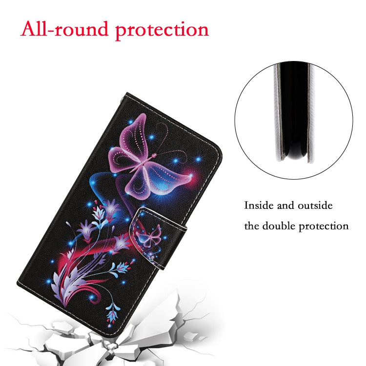 For Xiaomi Redmi Note 12 5G Global/Poco X5 Colored Drawing Pattern Flip Leather Phone Case(Fluorescent Butterfly) by buy2fix