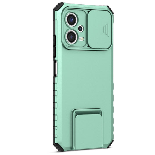 For Xiaomi Redmi Note 12 5G / Poco X5 Stereoscopic Holder Sliding Camshield Phone Case(Light Blue) by buy2fix