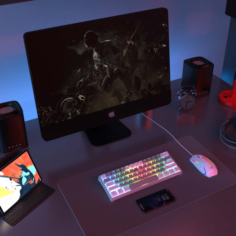 AULA F3261 Type-C Wired Hot Swappable 61 Keys RGB Mechanical Keyboard(Grey Black Green Shaft) by AULA