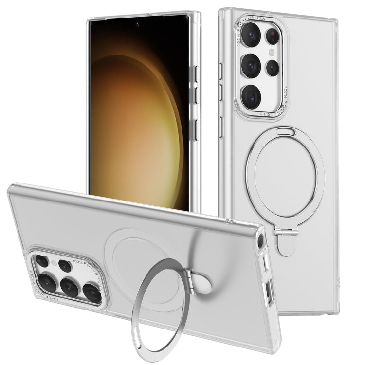 For Samsung Galaxy S22 Ultra 5G LK 3 in 1 MagSafe Magnetic Holder Phone Case(White) - Galaxy S22 Ultra 5G Cases by buy2fix | Online Shopping UK | buy2fix