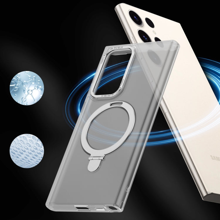 For Samsung Galaxy S22 Ultra 5G LK 3 in 1 MagSafe Magnetic Holder Phone Case(White) - Galaxy S22 Ultra 5G Cases by buy2fix | Online Shopping UK | buy2fix