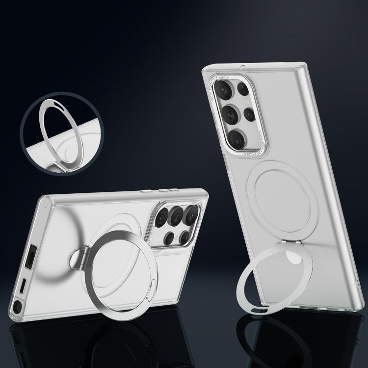 For Samsung Galaxy S22 Ultra 5G LK 3 in 1 MagSafe Magnetic Holder Phone Case(White) - Galaxy S22 Ultra 5G Cases by buy2fix | Online Shopping UK | buy2fix