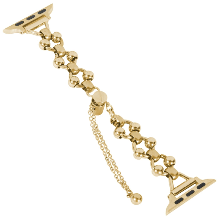 Steel Ball Chain Watch Band For Apple Watch Ultra 49mm&Watch Ultra 2 49mm / Series 9&8&7 45mm / SE 3&SE 2&6&SE&5&4 44mm / 3&2&1 42mm (Gold) - Watch Bands by buy2fix | Online Shopping UK | buy2fix