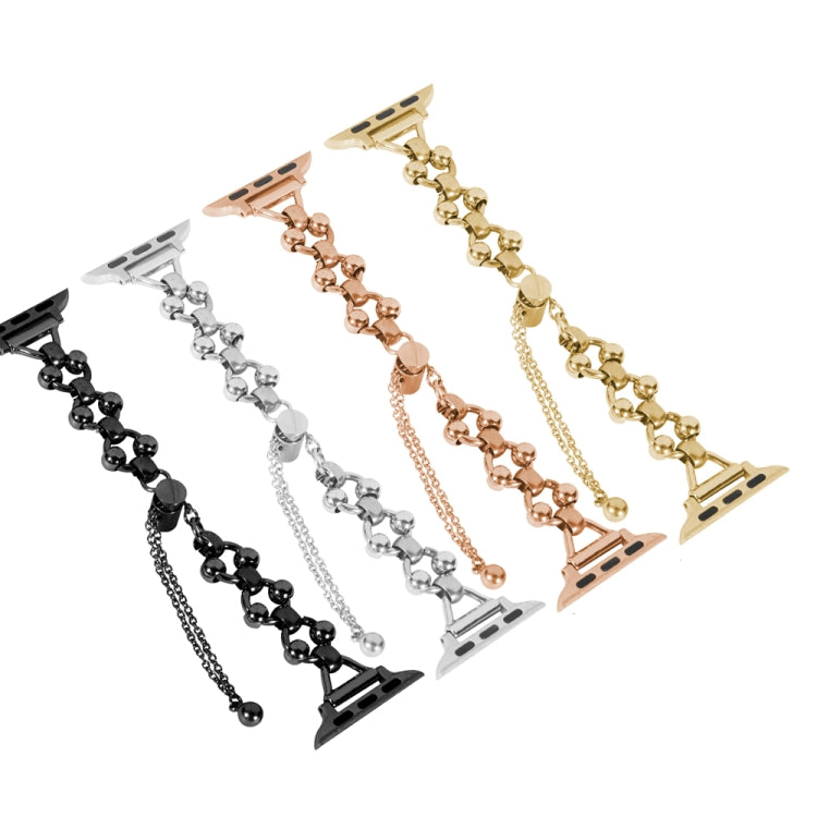 Steel Ball Chain Watch Band For Apple Watch Ultra 49mm&Watch Ultra 2 49mm / Series 9&8&7 45mm / SE 3&SE 2&6&SE&5&4 44mm / 3&2&1 42mm (Gold) - Watch Bands by buy2fix | Online Shopping UK | buy2fix