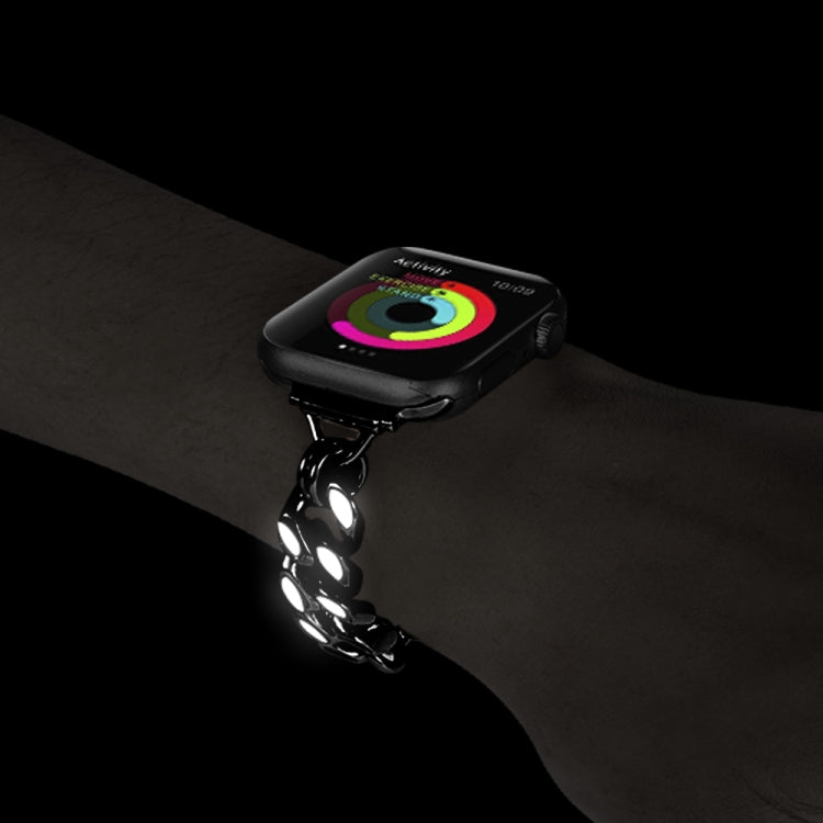 Metal Night Light Chain Watch Band For Apple Watch Ultra 49mm&Watch Ultra 2 49mm / Series 9&8&7 45mm / SE 3&SE 2&6&SE&5&4 44mm / 3&2&1 42mm (Black) - Watch Bands by buy2fix | Online Shopping UK | buy2fix