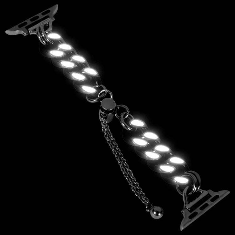 Metal Night Light Chain Watch Band For Apple Watch Ultra 49mm&Watch Ultra 2 49mm / Series 9&8&7 45mm / SE 3&SE 2&6&SE&5&4 44mm / 3&2&1 42mm (Black) - Watch Bands by buy2fix | Online Shopping UK | buy2fix
