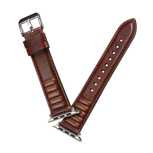 Oil Wax Genuine Leather Watch Band For Apple Watch Series 9&8&7 41mm / SE 3&SE 2&6&SE&5&4 40mm / 3&2&1 38mm (Brown) by buy2fix