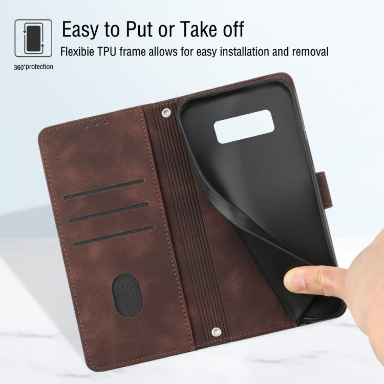 For Samsung Galaxy Note8 Skin-feel Embossed Leather Phone Case(Brown) by buy2fix