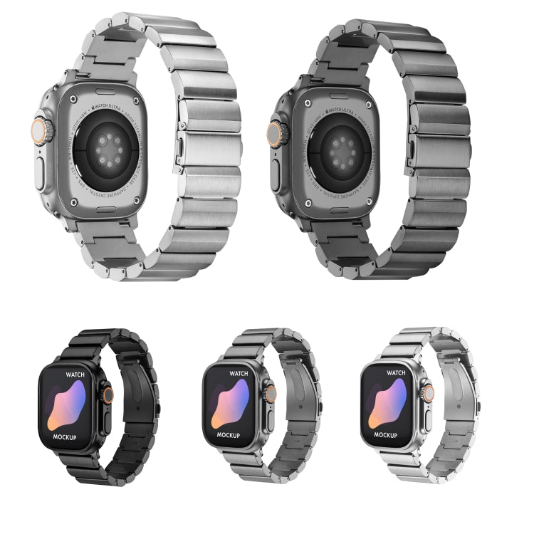 Flat Buckle Titanium Alloy Watch Band For Apple Watch Series 9&8&7 41mm / SE 3&SE 2&6&SE&5&4 40mm / 3&2&1 38mm (Silver) by buy2fix