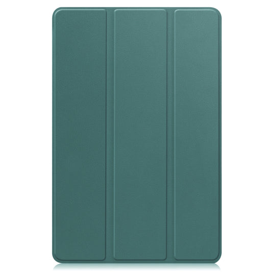 For Teclast M40 Plus Custer Pure Color 3-Fold Holder Leather Tablet Case(Dark Green) by buy2fix
