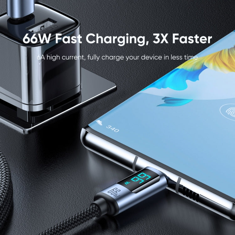 JOYROOM S-AC066A16 6A USB to USB-C / Type-C Digital Display Fast Charging Data Cable, Length:1.2m(Black) - USB-C & Type-C Cable by JOYROOM | Online Shopping UK | buy2fix