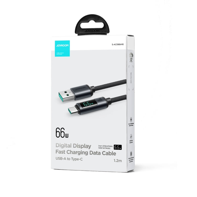JOYROOM S-AC066A16 6A USB to USB-C / Type-C Digital Display Fast Charging Data Cable, Length:1.2m(Black) - USB-C & Type-C Cable by JOYROOM | Online Shopping UK | buy2fix