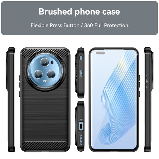 For Honor Magic5 Pro Brushed Texture Carbon Fiber TPU Phone Case(Black) by buy2fix