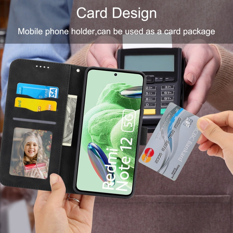 For Xiaomi Redmi Note 12 4G Global Dierfeng Dream Line TPU + PU Leather Phone Case(Black) by buy2fix