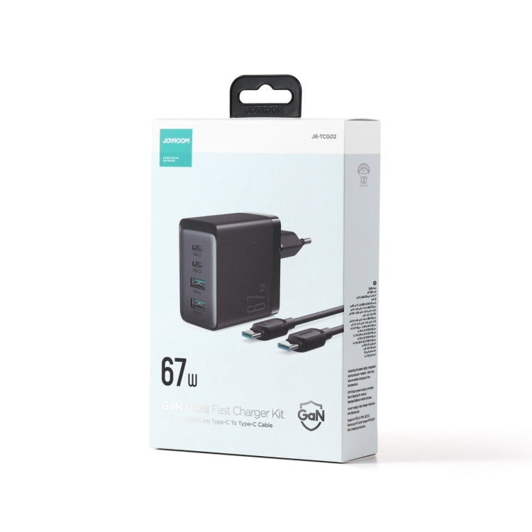 JOYROOM TCG02 Gallium Nitride 67W Dual USB+Dual USB-C/Type-C Multi-Port Charger Set, Specification:EU Plug(Black) by JOYROOM