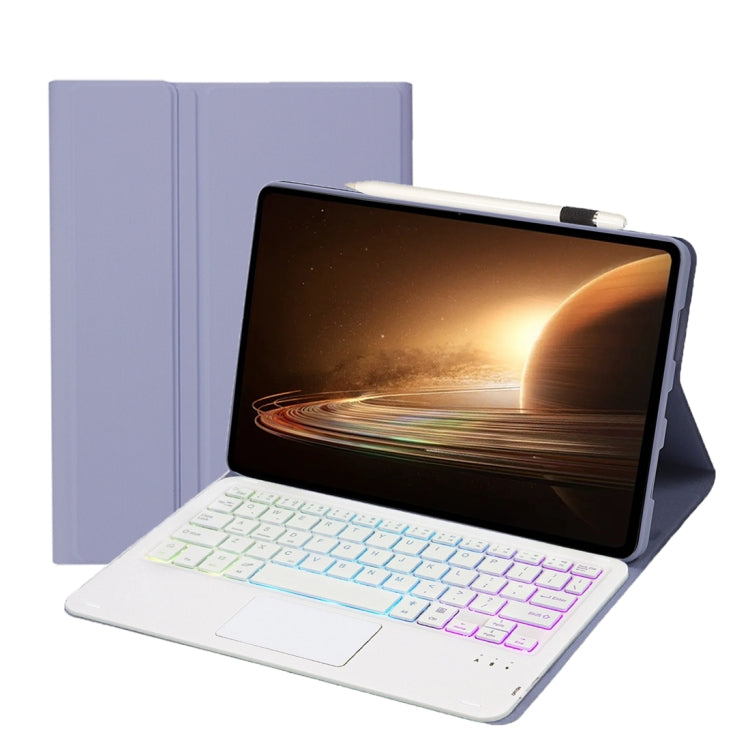 For OPPO Pad 2 11.61 inch 2023 OP13-AS Lambskin Texture Ultra-thin Detachable Backlight Bluetooth Keyboard Leather Case with Touchpad(Purple) - For OPPO by buy2fix | Online Shopping UK | buy2fix