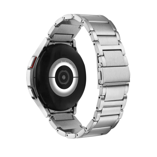 For Samsung Galaxy Watch5 / Watch5 Pro / Watch4 / Watch4 Classic Universal Titanium Alloy Three Plants Flat Buckle Watch Band(Silver) by buy2fix