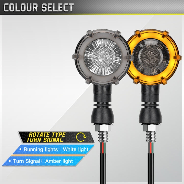 1 Pair Motorcycles Universal Rotating LED Dual-color Flow Turn Signal Light(Amber Yellow Light + White Light) - Signal Lights by buy2fix | Online Shopping UK | buy2fix