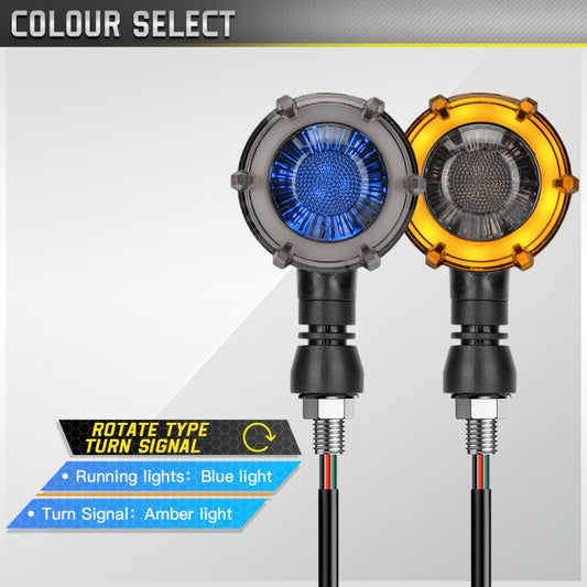 1 Pair Motorcycles Universal Rotating LED Dual-color Flow Turn Signal Light(Amber Yellow Light + Blue Light) - Signal Lights by buy2fix | Online Shopping UK | buy2fix