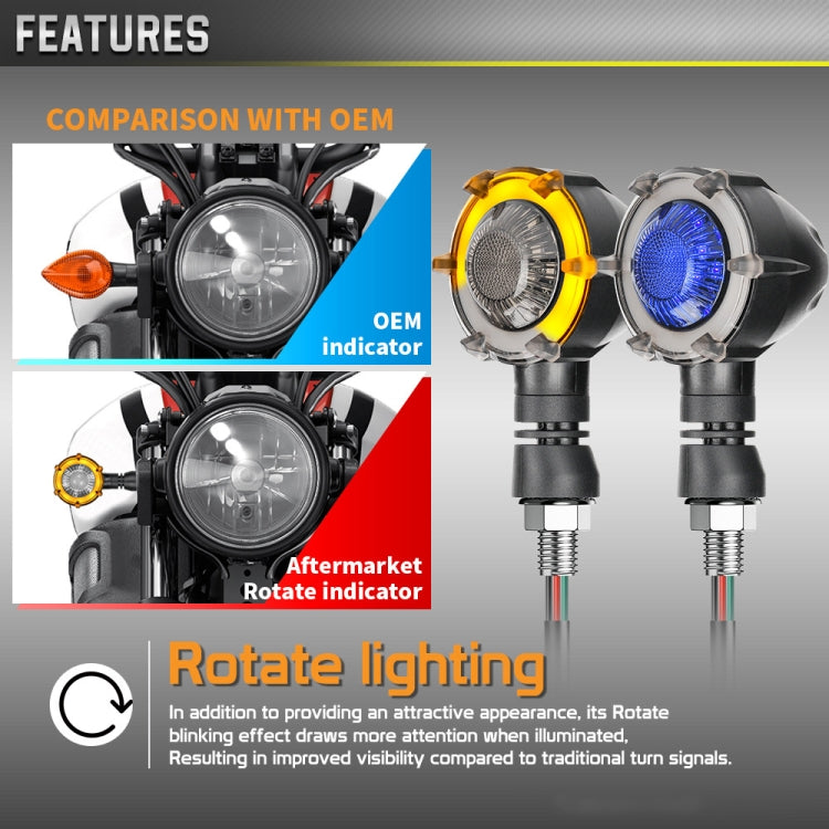 1 Pair Motorcycles Universal Rotating LED Dual-color Flow Turn Signal Light(Amber Yellow Light + Red Light) - Signal Lights by buy2fix | Online Shopping UK | buy2fix