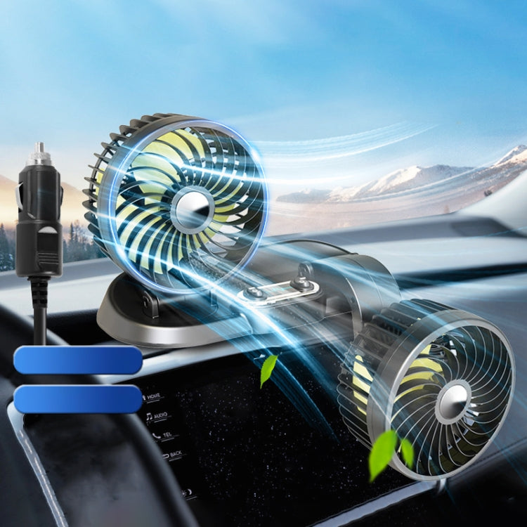 F622 Car Creative Folding Rotatable Double Head Electric Cooling Fan, Style:12V Cigarette Lighter - Heating & Fans by buy2fix | Online Shopping UK | buy2fix