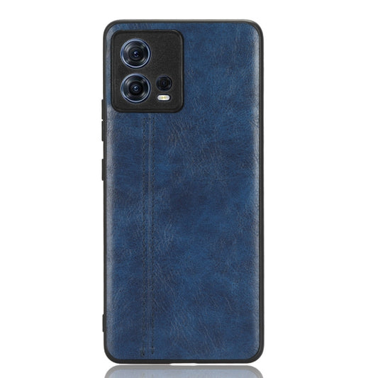 For Motorola Edge 30 Fusion / Moto S30 Pro Sewing Cow Pattern Skin PC + PU + TPU Phone Case(Blue) by buy2fix