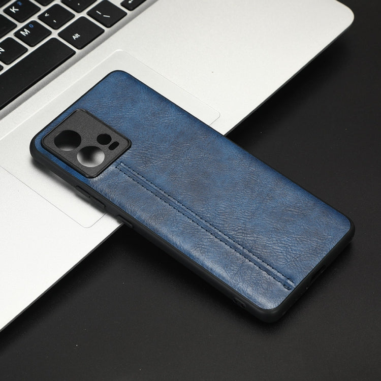 For Motorola Edge 30 Fusion / Moto S30 Pro Sewing Cow Pattern Skin PC + PU + TPU Phone Case(Blue) by buy2fix