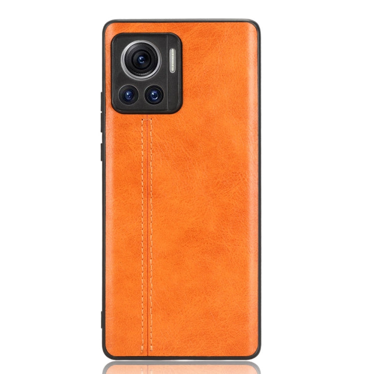 For Motorola Edge 30 Ultra / Moto X30 Pro Sewing Cow Pattern Skin PC + PU + TPU Phone Case(Orange) - Motorola Cases by buy2fix | Online Shopping UK | buy2fix