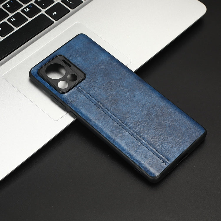 For Motorola Edge 30 Ultra / Moto X30 Pro Sewing Cow Pattern Skin PC + PU + TPU Phone Case(Blue) by buy2fix