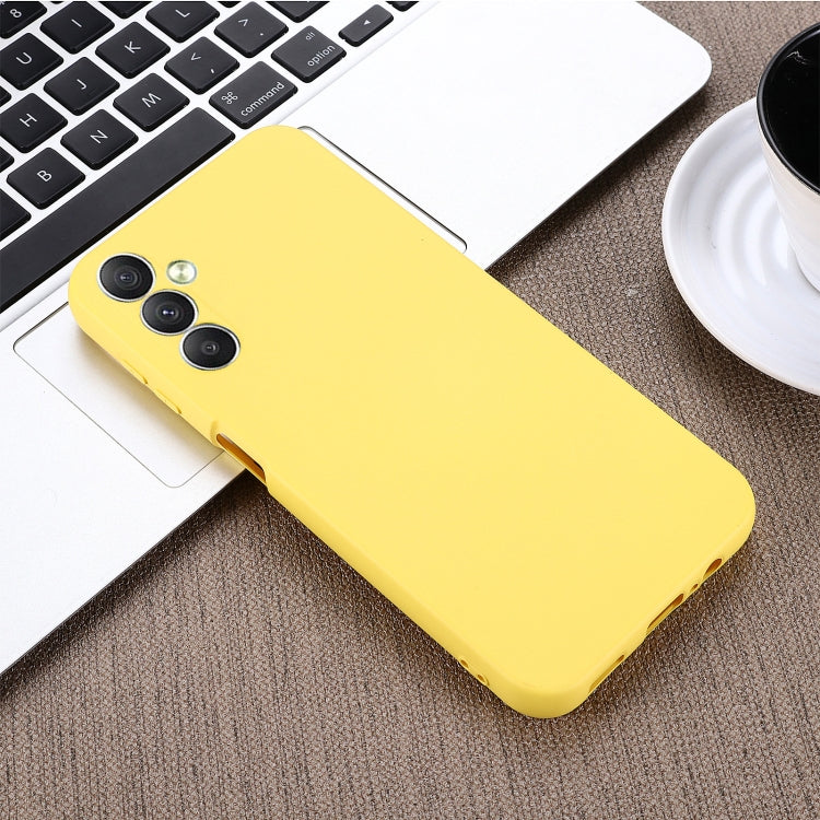 For Samsung Galaxy M14 5G Pure Color Liquid Silicone Shockproof Phone Case(Yellow) by buy2fix