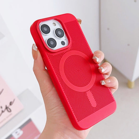 For iPhone 13 Pro Grid Cooling MagSafe Magnetic Phone Case(Red) by buy2fix