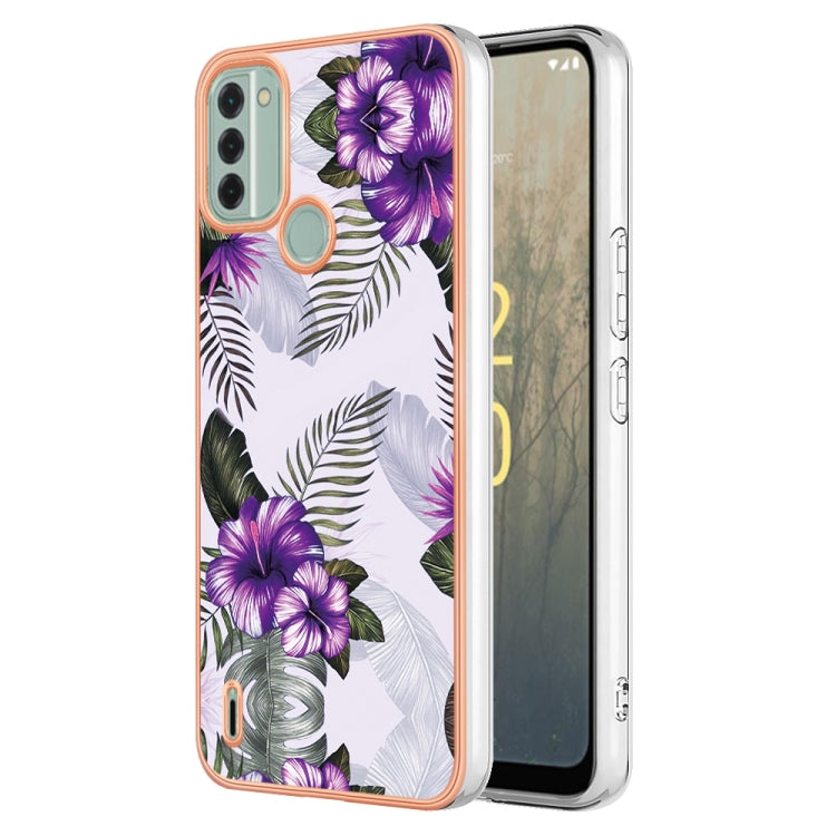For Nokia C31 Electroplating IMD TPU Phone Case(Purple Flower) - Nokia Cases by buy2fix | Online Shopping UK | buy2fix