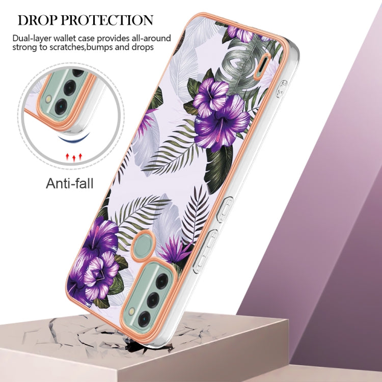 For Nokia C31 Electroplating IMD TPU Phone Case(Purple Flower) - Nokia Cases by buy2fix | Online Shopping UK | buy2fix