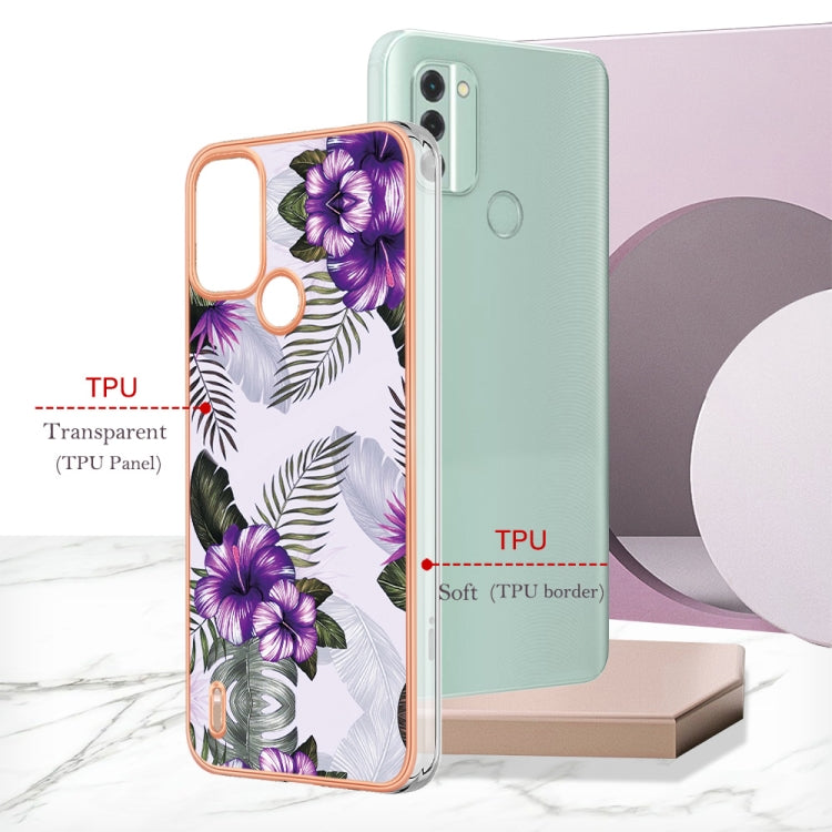 For Nokia C31 Electroplating IMD TPU Phone Case(Purple Flower) - Nokia Cases by buy2fix | Online Shopping UK | buy2fix
