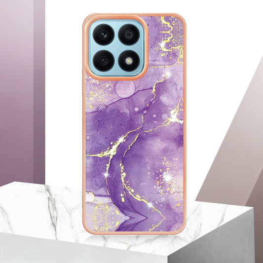 For Honor X8a Electroplating Marble Dual-side IMD Phone Case(Purple 002) by buy2fix