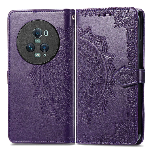 For Honor Magic5 Pro Mandala Flower Embossed Leather Phone Case(Purple) by buy2fix