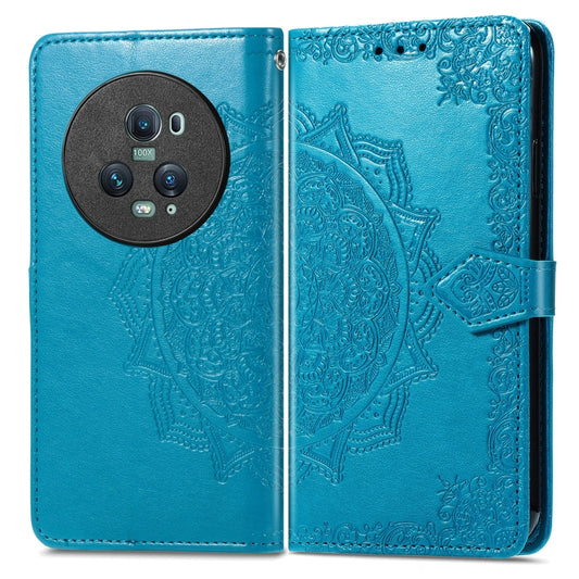 For Honor Magic5 Pro Mandala Flower Embossed Leather Phone Case(Blue) by buy2fix