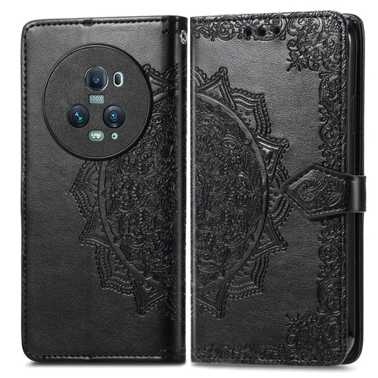 For Honor Magic5 Pro Mandala Flower Embossed Leather Phone Case(Black) by buy2fix