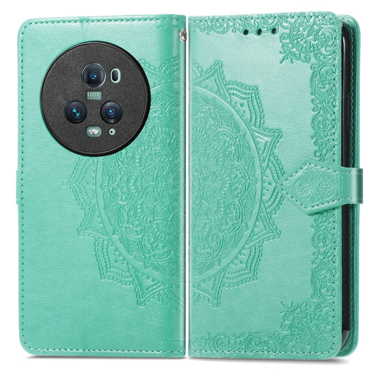 For Honor Magic5 Pro Mandala Flower Embossed Leather Phone Case(Green) by buy2fix