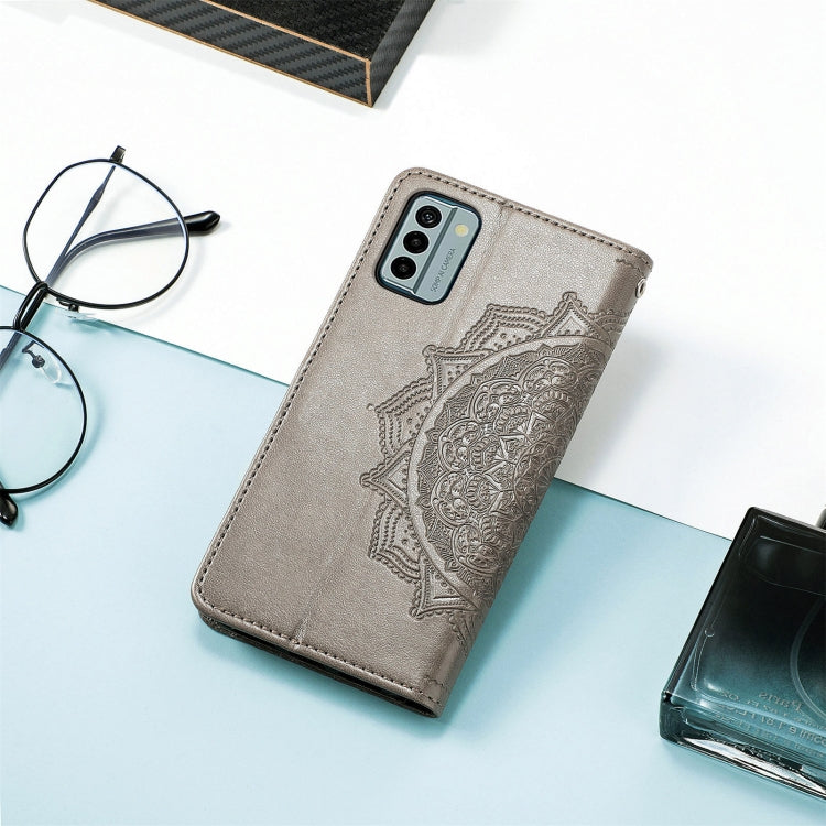 For Nokia G22 Mandala Flower Embossed Leather Phone Case(Grey) by buy2fix