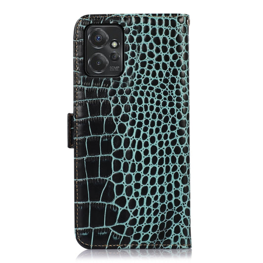 For Motorola Moto G Power 2023 Crocodile Top Layer Cowhide Leather Phone Case(Green) by buy2fix