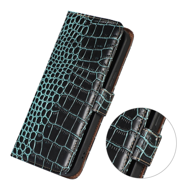 For Motorola Moto G14 4G Crocodile Top Layer Cowhide Leather Phone Case(Green) by buy2fix