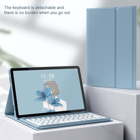 For Lenovo Tab M10 Plus 10.6 3rd Gen 2022 YM-LX106 Round Key Detachable Bluetooth Tablet Keyboard Leather Case with Mouse(Purple) - Lenovo Keyboard by buy2fix | Online Shopping UK | buy2fix