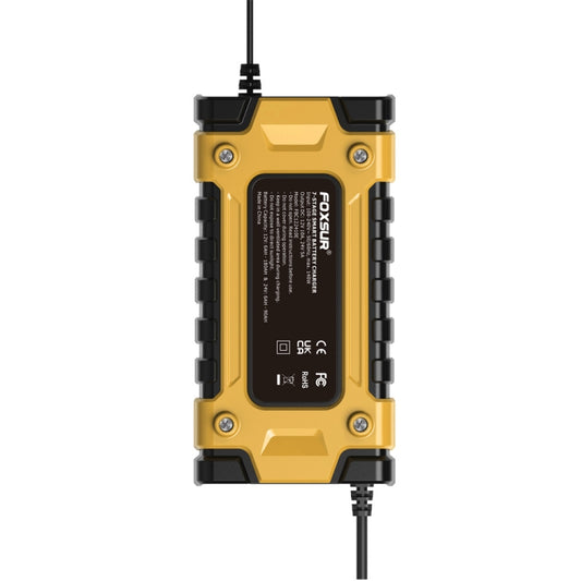 FOXSUR 12V / 24V / 10A Car / Motorcycle Battery Smart Repair Lead-acid Battery Charger(EU Plug Yellow) by FOXSUR