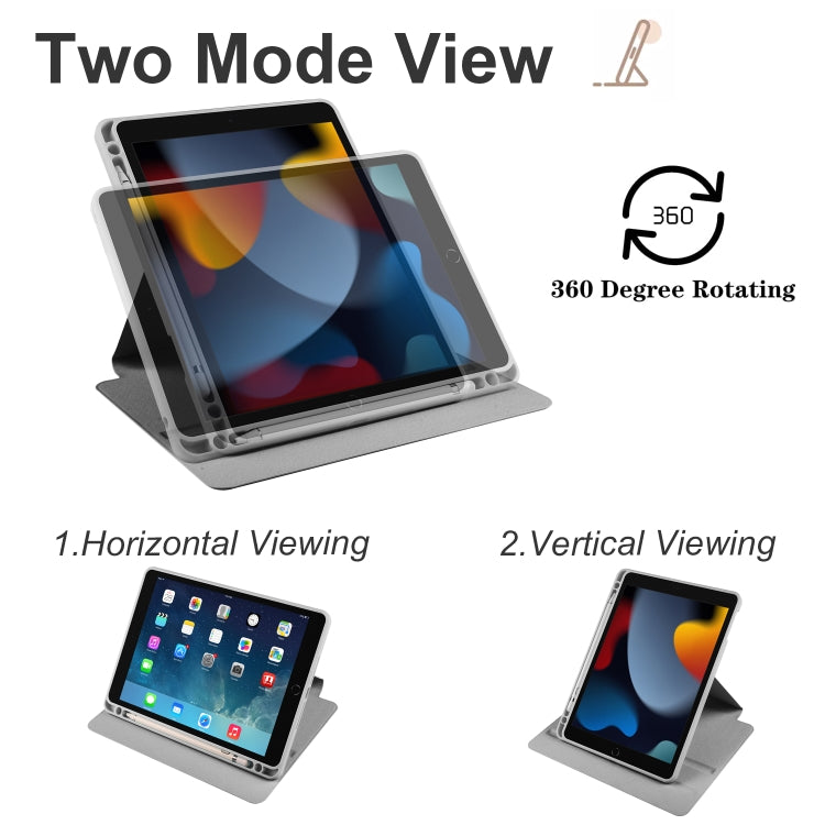 For iPad Air / Air 2 / 9.7 2018 / 2017 Acrylic 360 Degree Rotation Holder Tablet Leather Case(Grey) - iPad 9.7 (2018) & (2017) Cases by buy2fix | Online Shopping UK | buy2fix