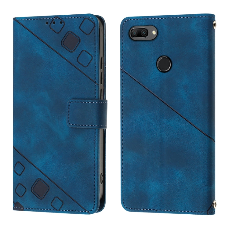 For Huawei Enjoy 7S/Honor 9 Lite/Honor 9i Skin-feel Embossed Leather Phone Case(Blue) - Huawei Cases by buy2fix | Online Shopping UK | buy2fix