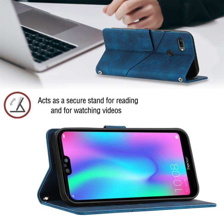 For Huawei Enjoy 7S/Honor 9 Lite/Honor 9i Skin-feel Embossed Leather Phone Case(Blue) - Huawei Cases by buy2fix | Online Shopping UK | buy2fix