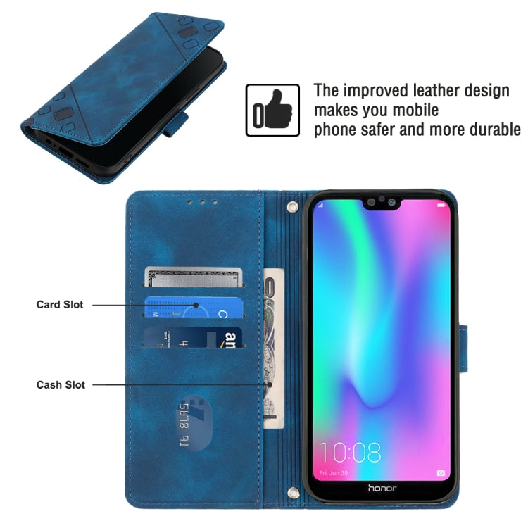 For Huawei Enjoy 7S/Honor 9 Lite/Honor 9i Skin-feel Embossed Leather Phone Case(Blue) - Huawei Cases by buy2fix | Online Shopping UK | buy2fix