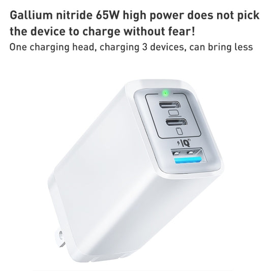 65W Dual PD USB-C / Type-C + USB 3-Port Gan Fast Charging Charger, Plug:UK Plug(White) by buy2fix